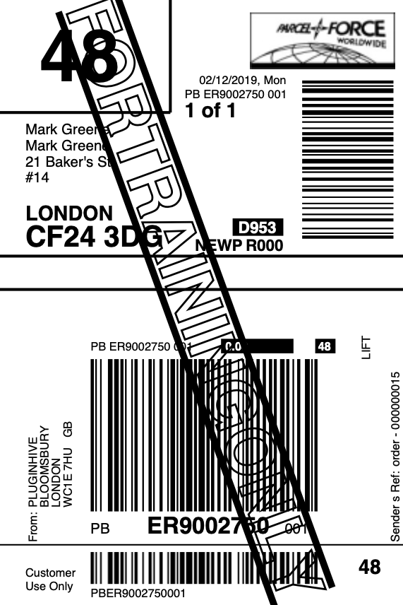 parcelforce shipping labels