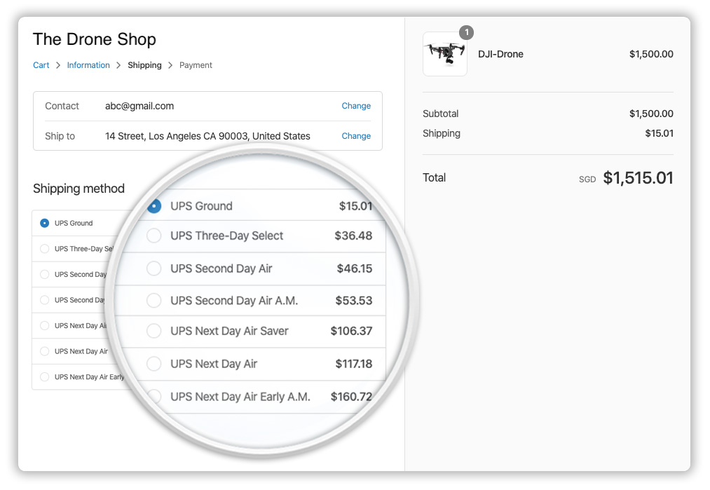 Display Live UPS Rates at Checkout