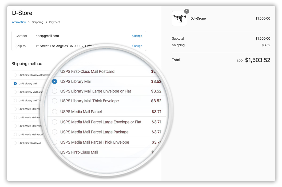 Live USPS Rates at Checkout