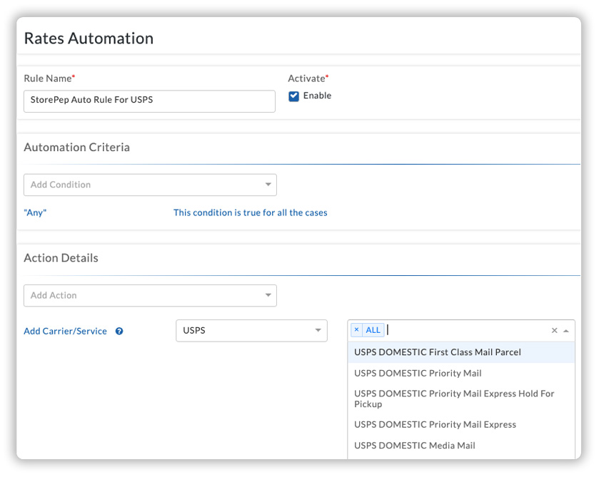 Choose your preferred USPS Services