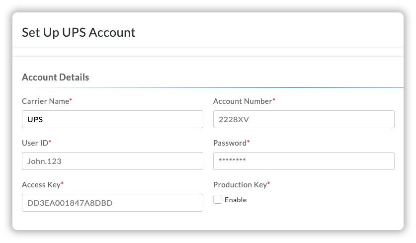Set Up UPS Account