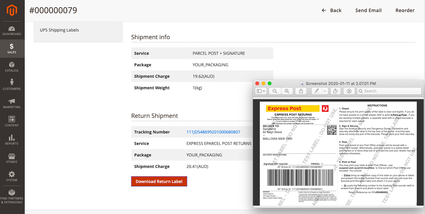 download australia post return labels