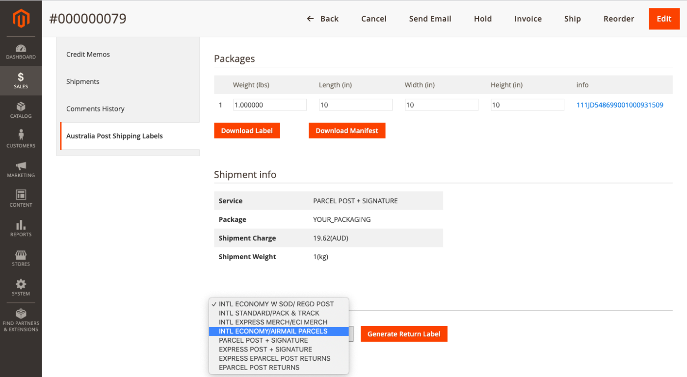 generate australia post return label