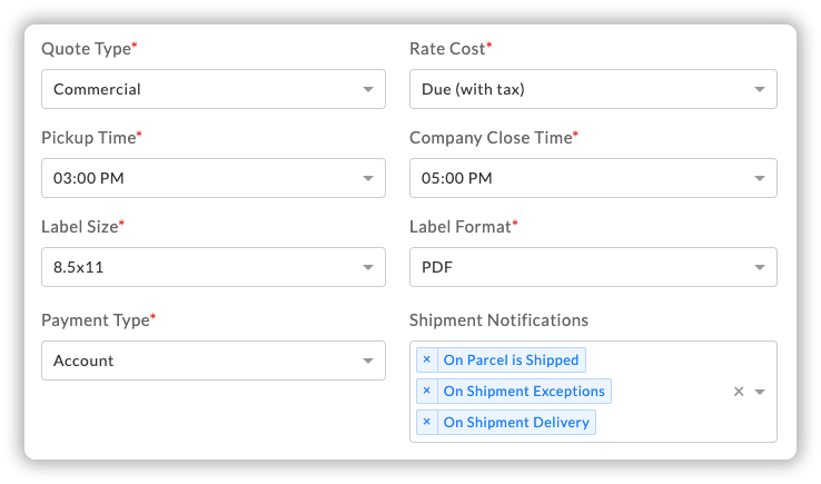 Canada Post Account Settings