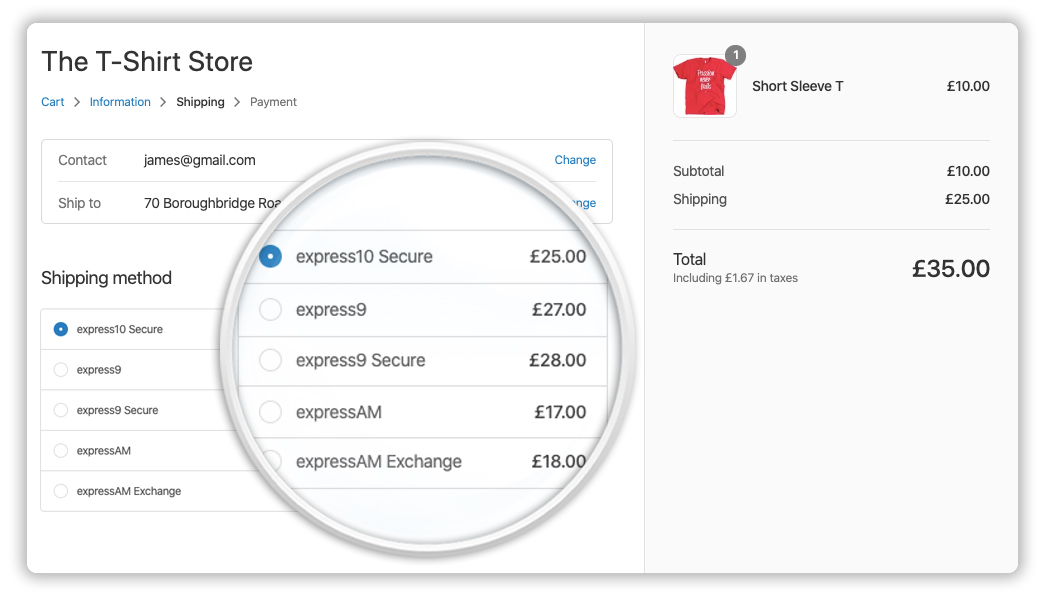 Display Live Parcelforce rates at checkout