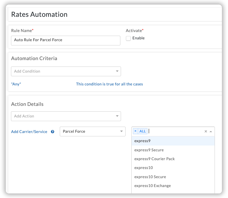 Parcelforce Rates Automation