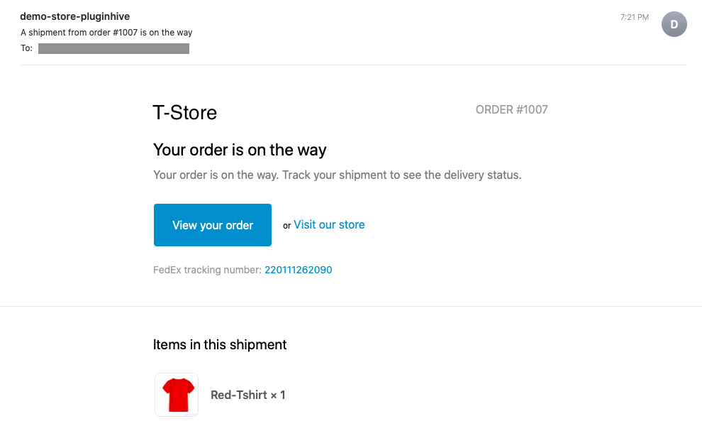 Shopify Order Shipped Email