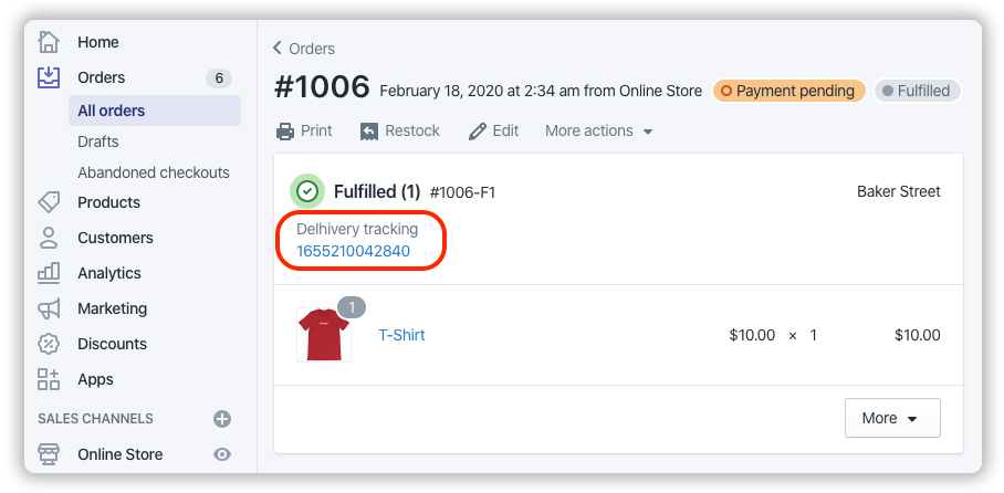 Send Delhivery Tracking Number to Shopify Order