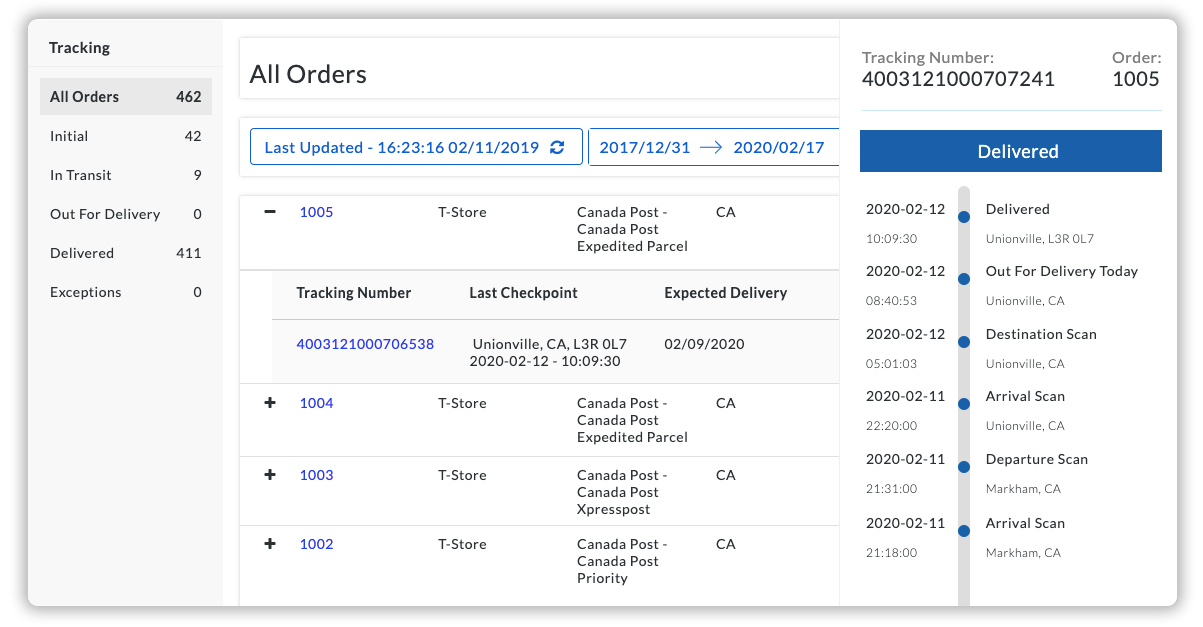 Shopify Canada Post Tracking