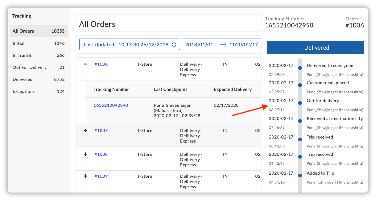 Shopify Delhivery Tracking