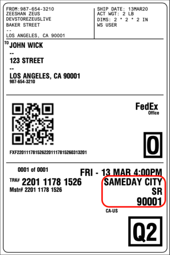 FedEx SameDay City Label