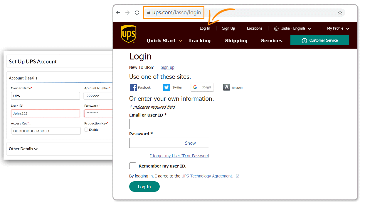 UPS account integration