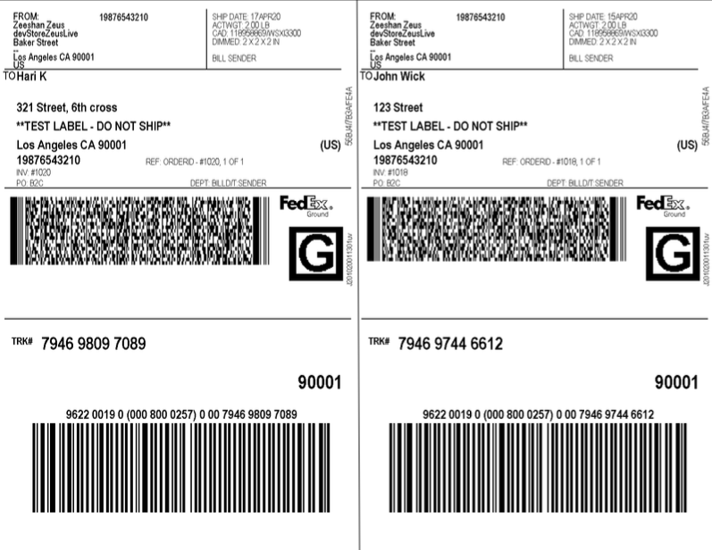 sample FedEx label