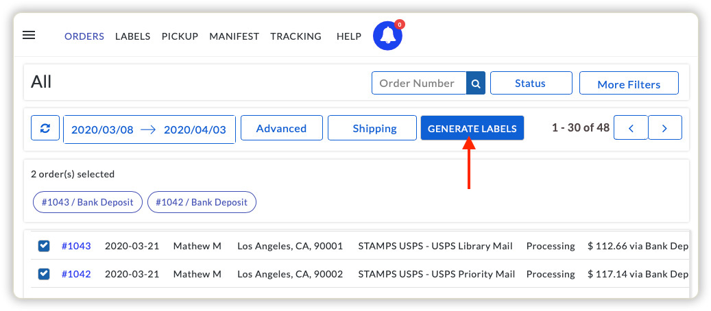 Generate USPS Labels