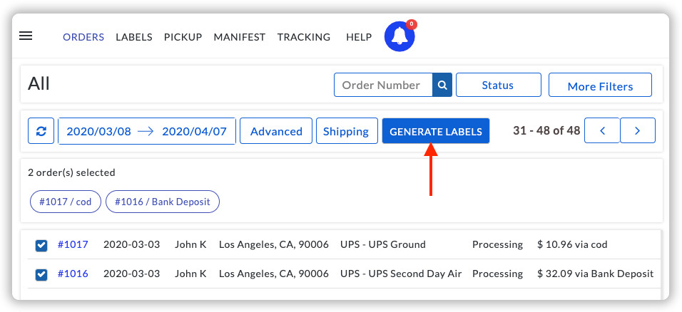 Generate UPS Labels