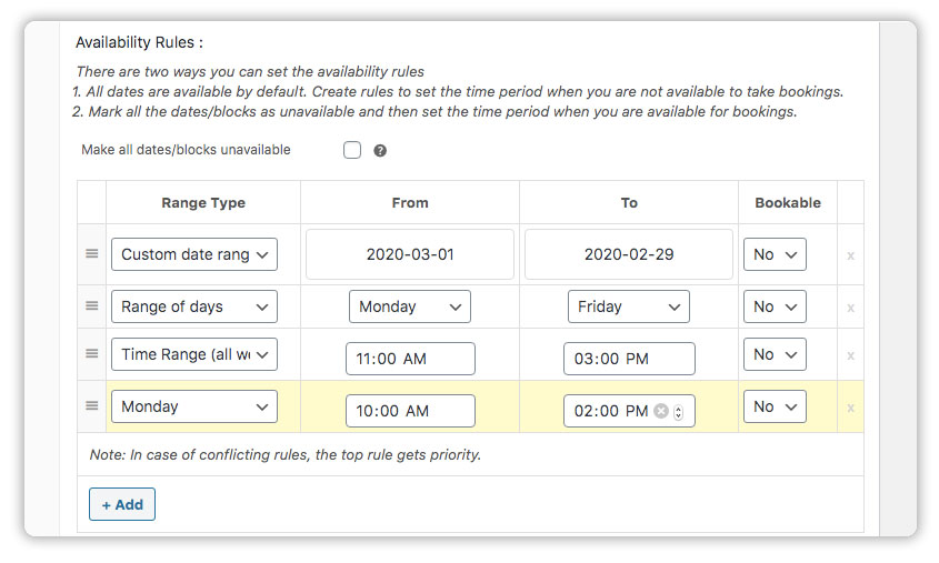Booking-Availability-Rules