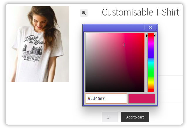 Color field displayed on the product page
