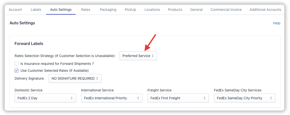 FedEx-Preferred-settings