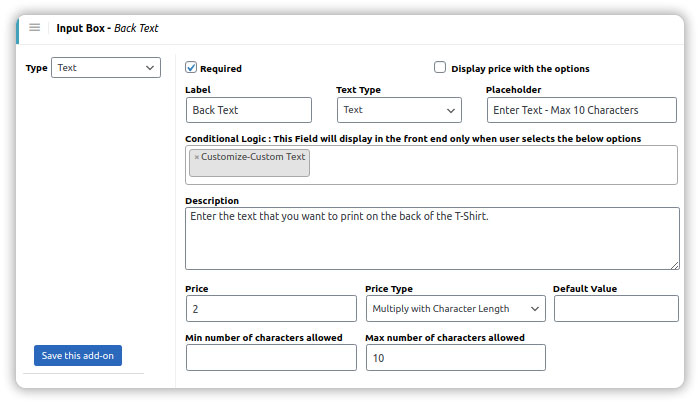 Input Box addon