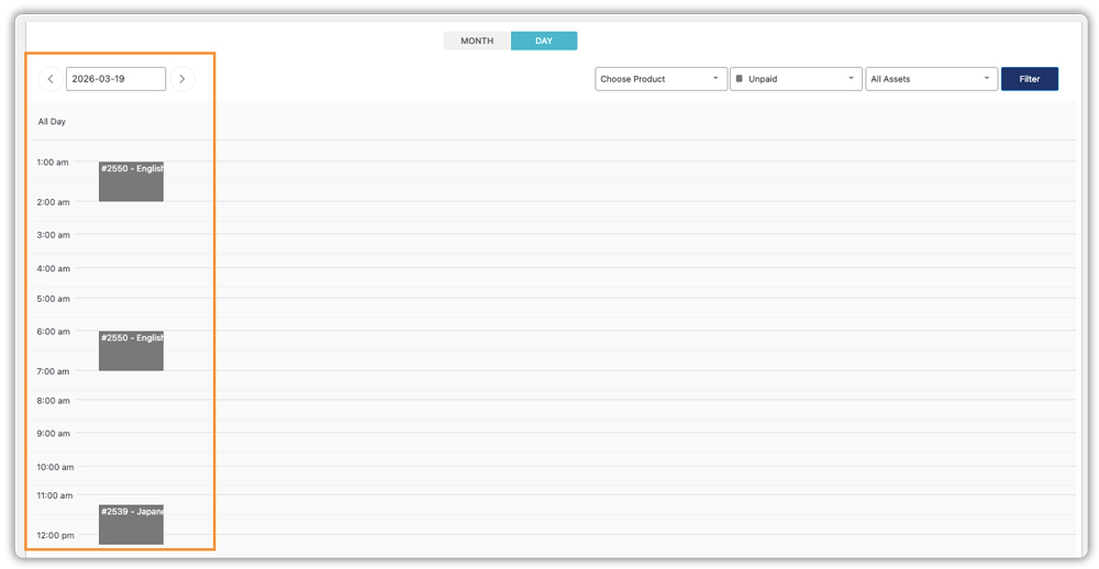 admin calendar day view
