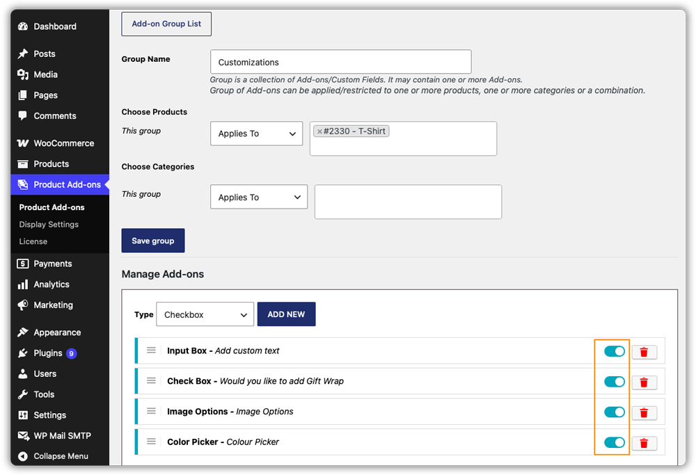 enable disable toggle
