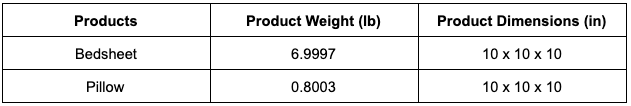 product weight & dimensions