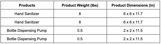 product weight & dimensions