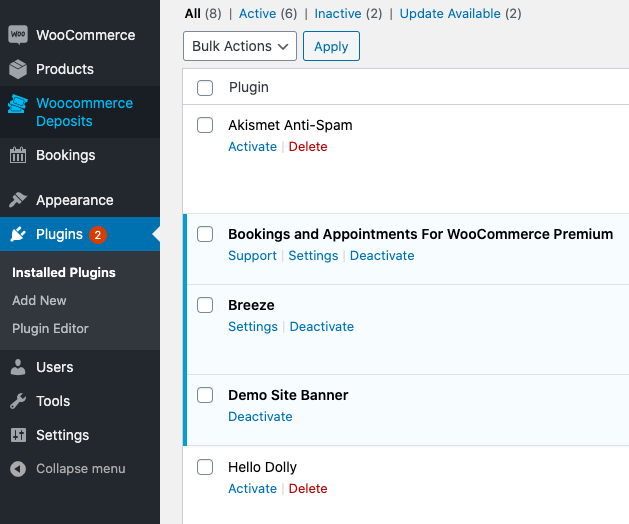 woocommerce deposits plugin settings