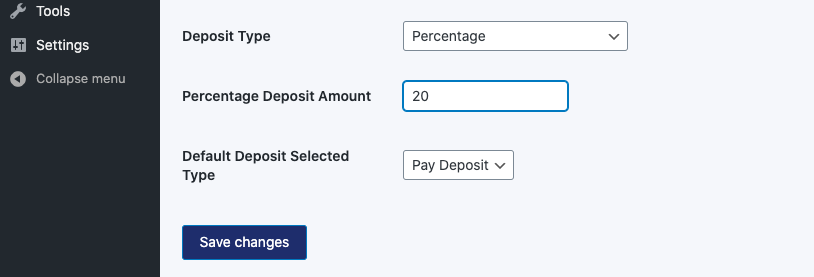 percentage deposit