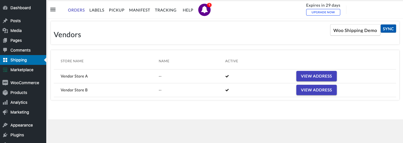 Sync Vendors to WooCommerce Shipping Services