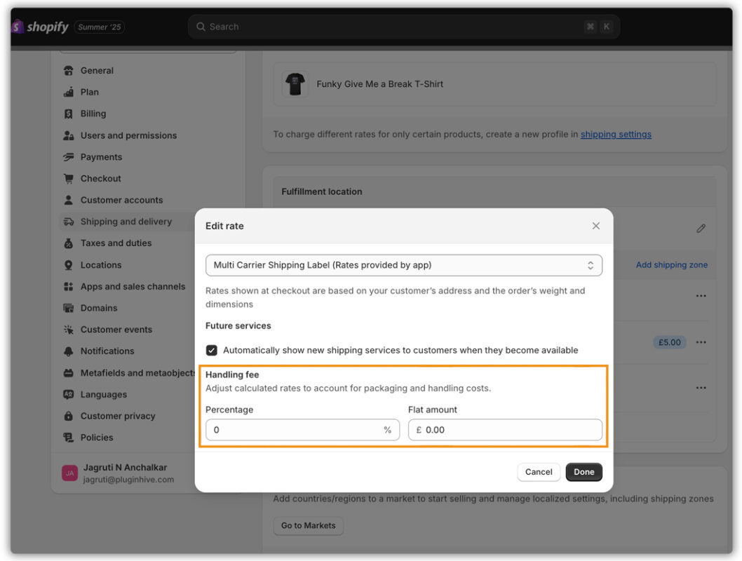add handling fee