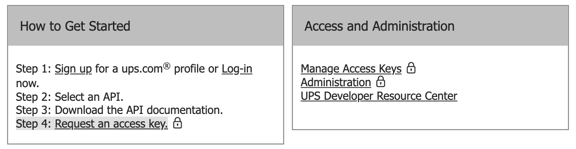 request test UPS account details
