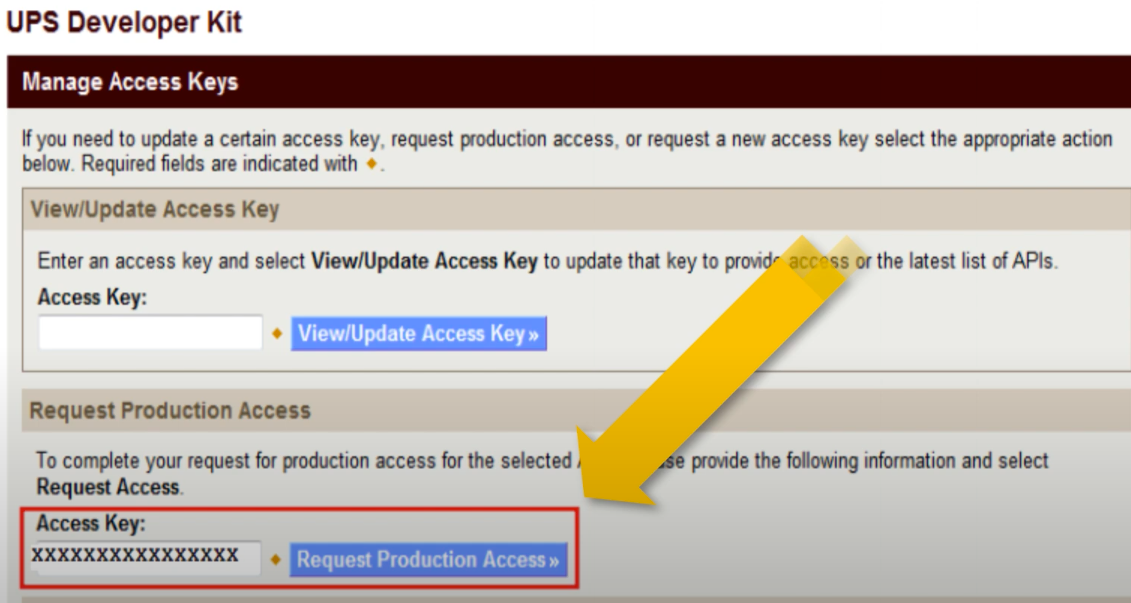 click on Request Production Access