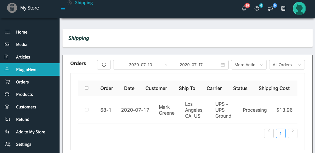 vendor b orders in vendor dashboard