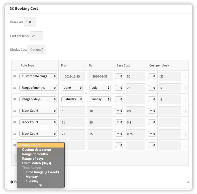 setting-up-booking-cost