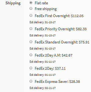 FedEx rates at checkout
