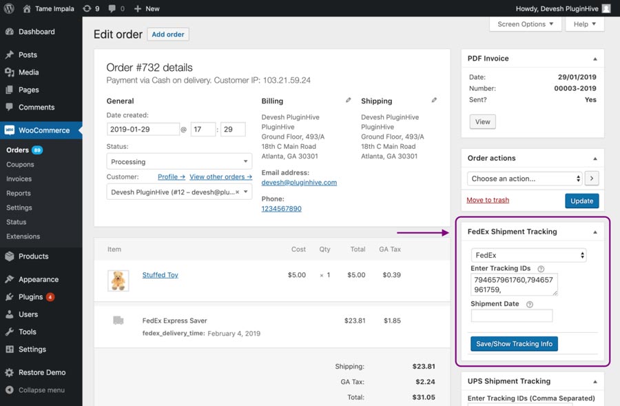 order tracking