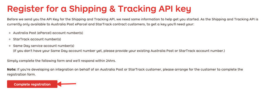 register for a shipping and tracking api key