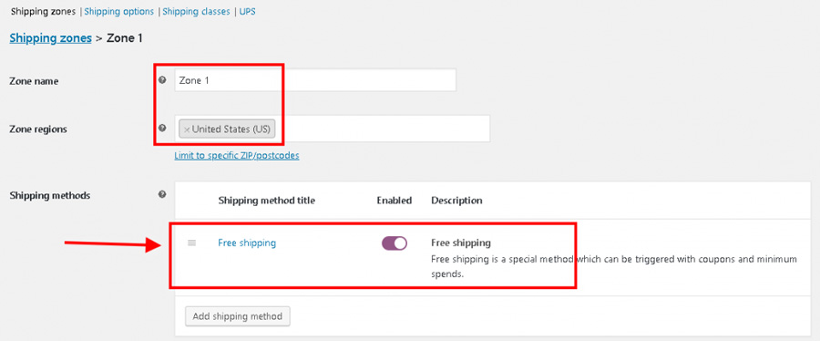 shipping zones