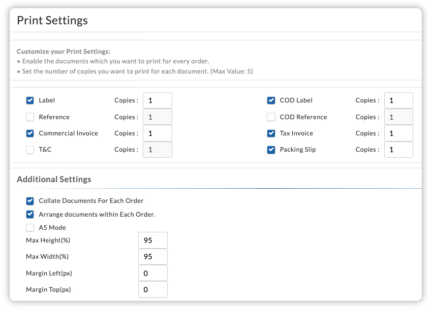 change print settings