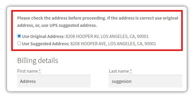 correct address on ups shipping label