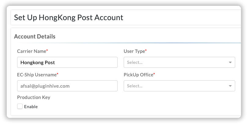 Hongkong post account setup