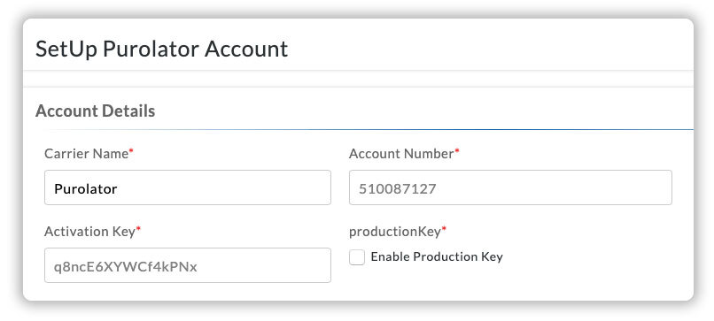 Add the shipping carrier account credentials