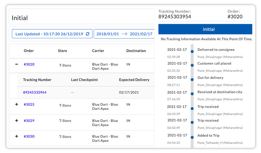 Bluedart tracking