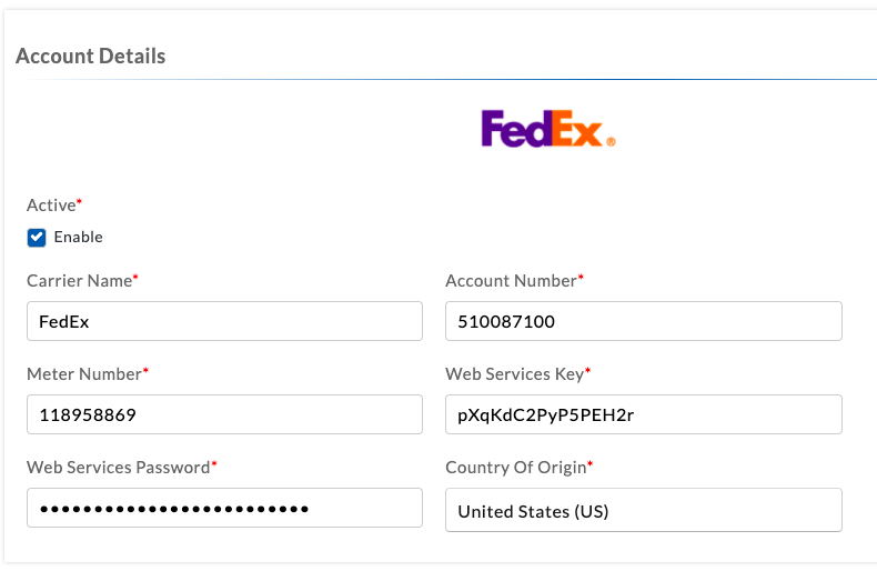 carrier account details