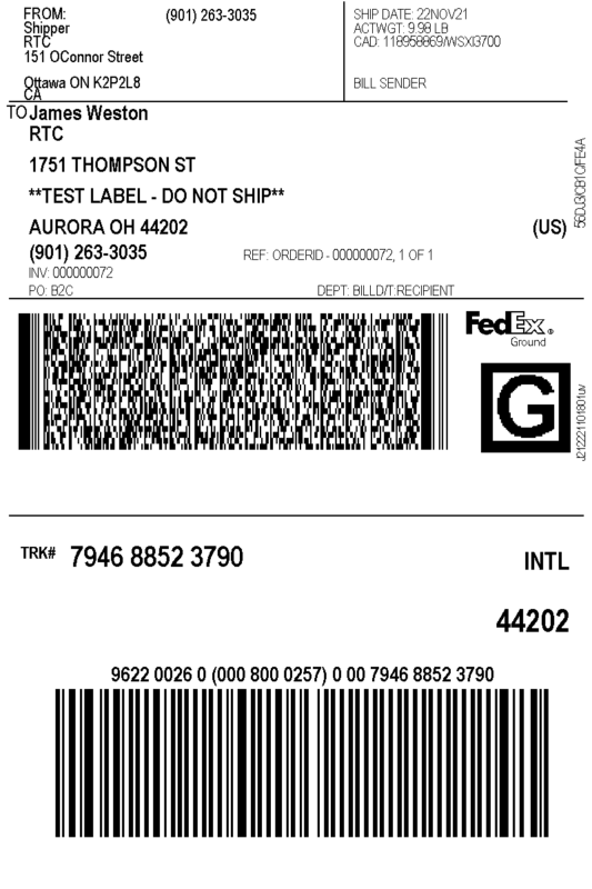 shipping label