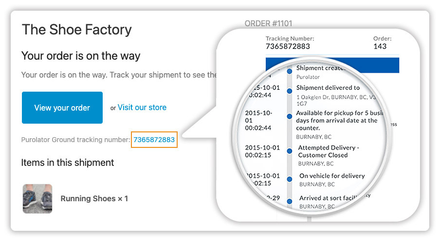 Purolator Tracking for Shopify