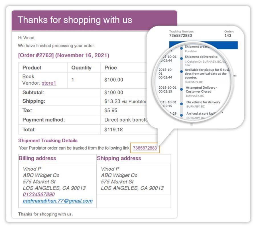 Purolator Tracking for WooCommerce