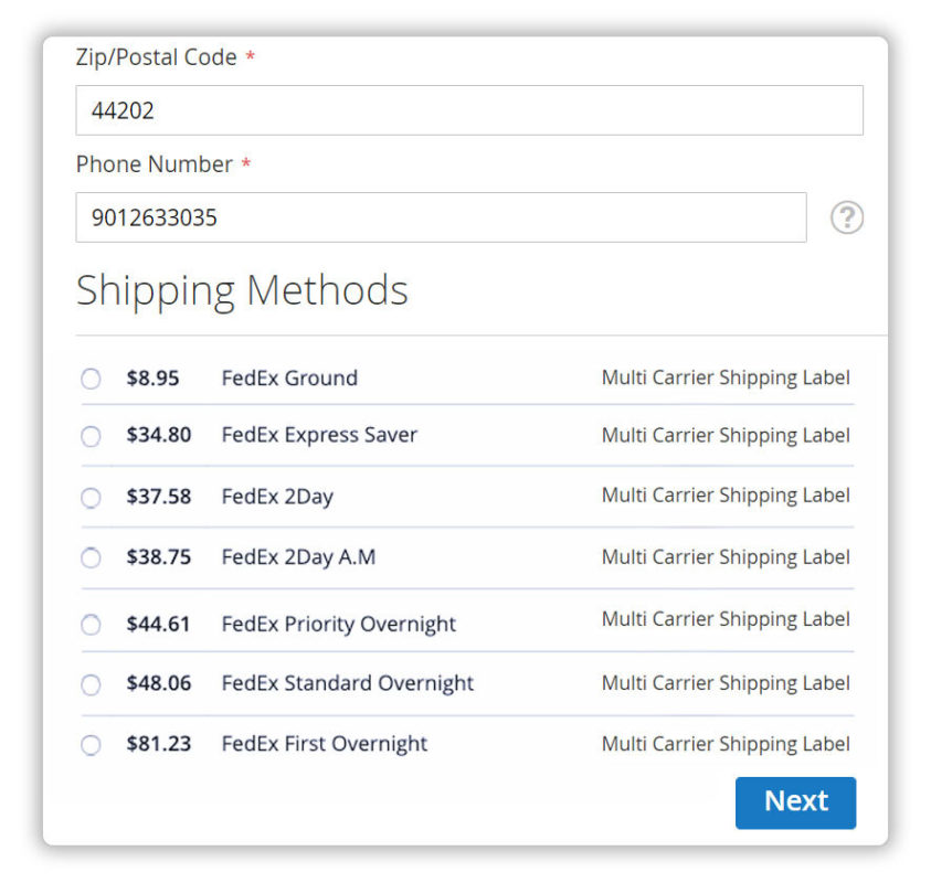 Display shipping rates on the Magento cart & checkout page