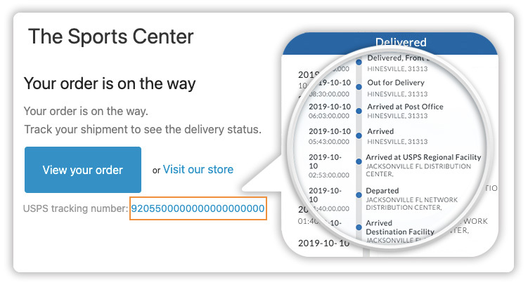 Shopify-USPS-tracking-email